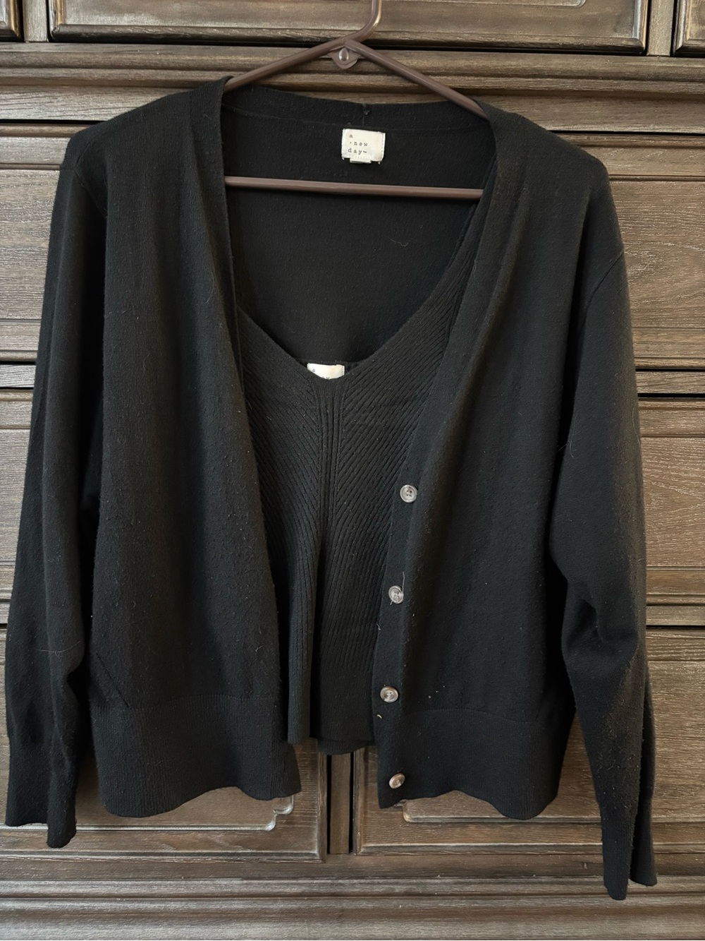 A New Day Sweater Tank w/ Matching Cardigan - Black - Picture 3 of 4